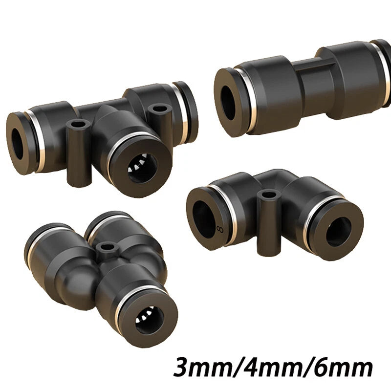 3 4 6mm Pneumatic Push Fit Straight Elbow T-Piece Connector Air Water Lines Hose
