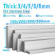 Stainless Steel Flat Bar Plate Grade 304 Various Size & Length 100/200/300/500mm