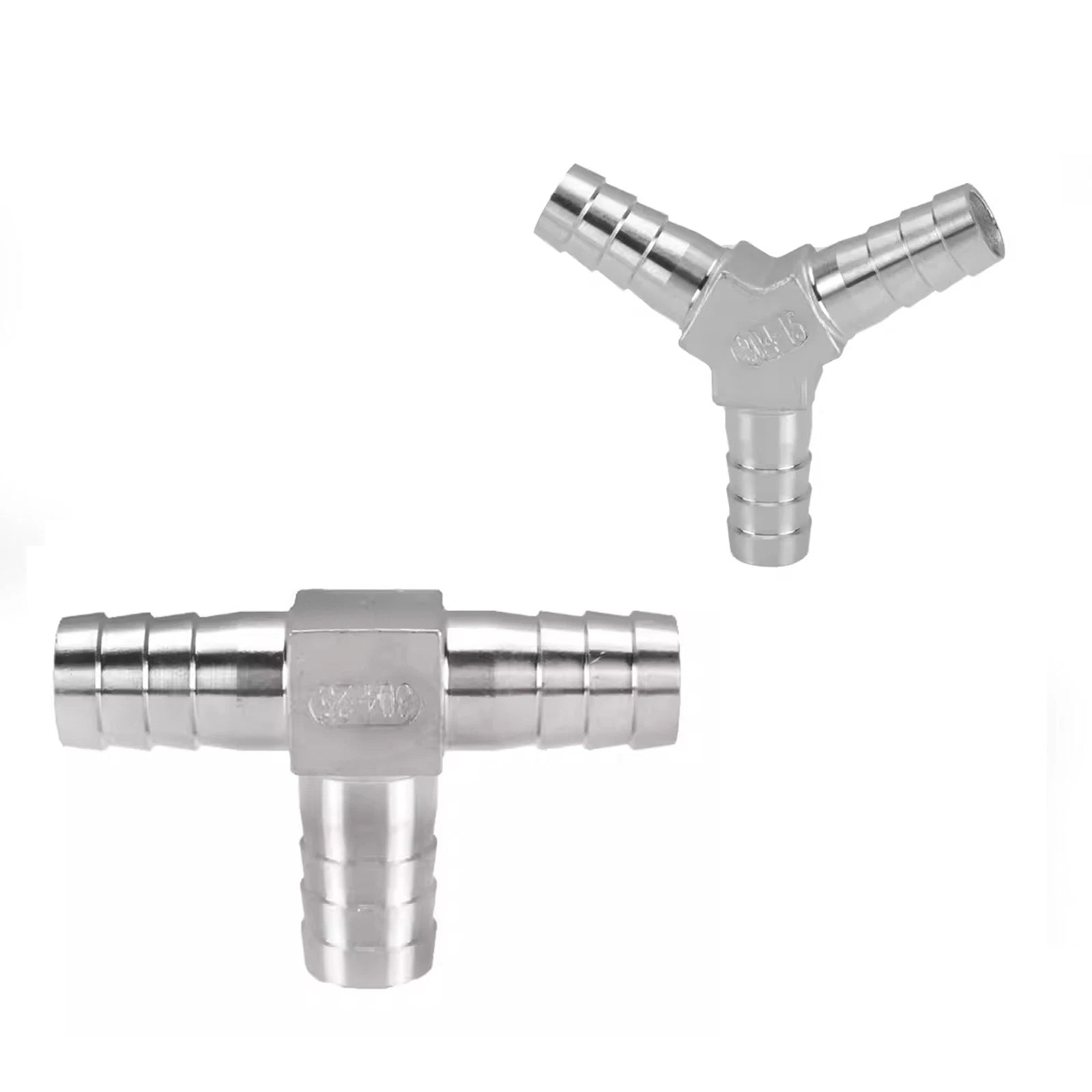 Stainless Steel 3-Way Hose Barbed Connector — T Piece & Y Piece, 8mm–32mm