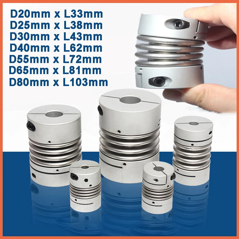 Flexible Shaft Coupling Connector Coupler CNC Aluminum Alloy Bellows 3mm-45mm
