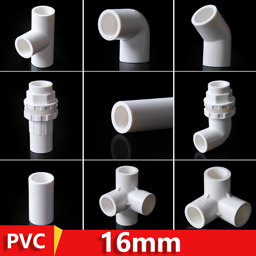PVC White 16mm ID Pressure Pipe Fittings Metric Solvent Weld For Fish Tank  Pond