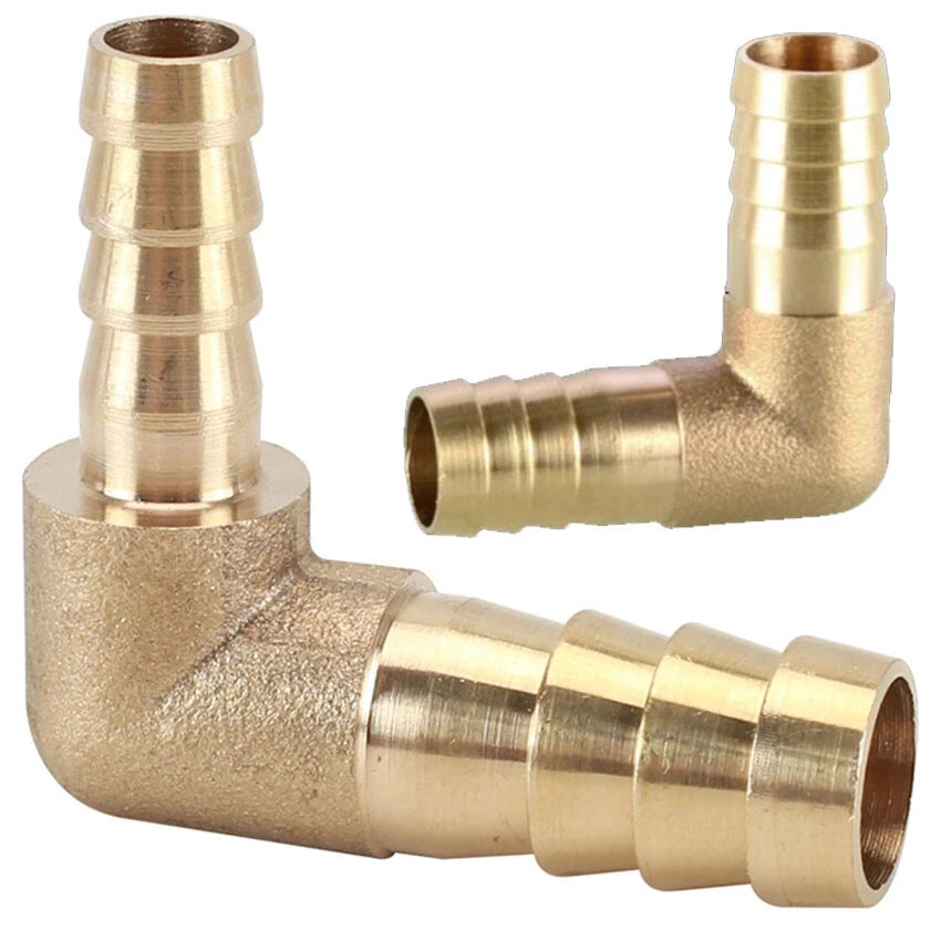 90° Brass Barb Elbow Fittings — Reducing Hose Joiner for Fuel, Air & Fluid Lines