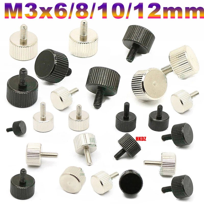 M3 Knurled Thumb Screws – Flat Head Carbon Steel Hand Grip Bolts 6/8/10/12mm - HomeDIYer