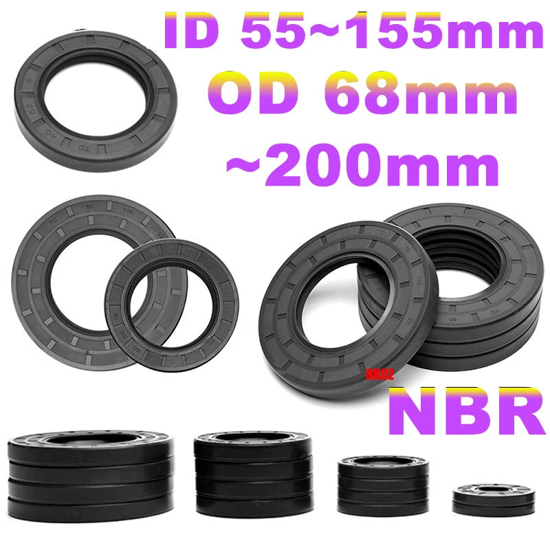 NBR TC Simmerring Oil Seal Nitrile Rubber Rotary Shaft Seals Metric ID 55~155mm