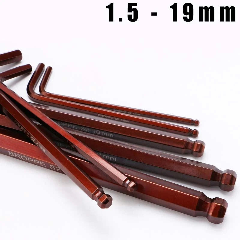 Alloy Steel Long Arm Allen Key Ball Point End Hex Wrench L Shape 1.5-19mm Metric