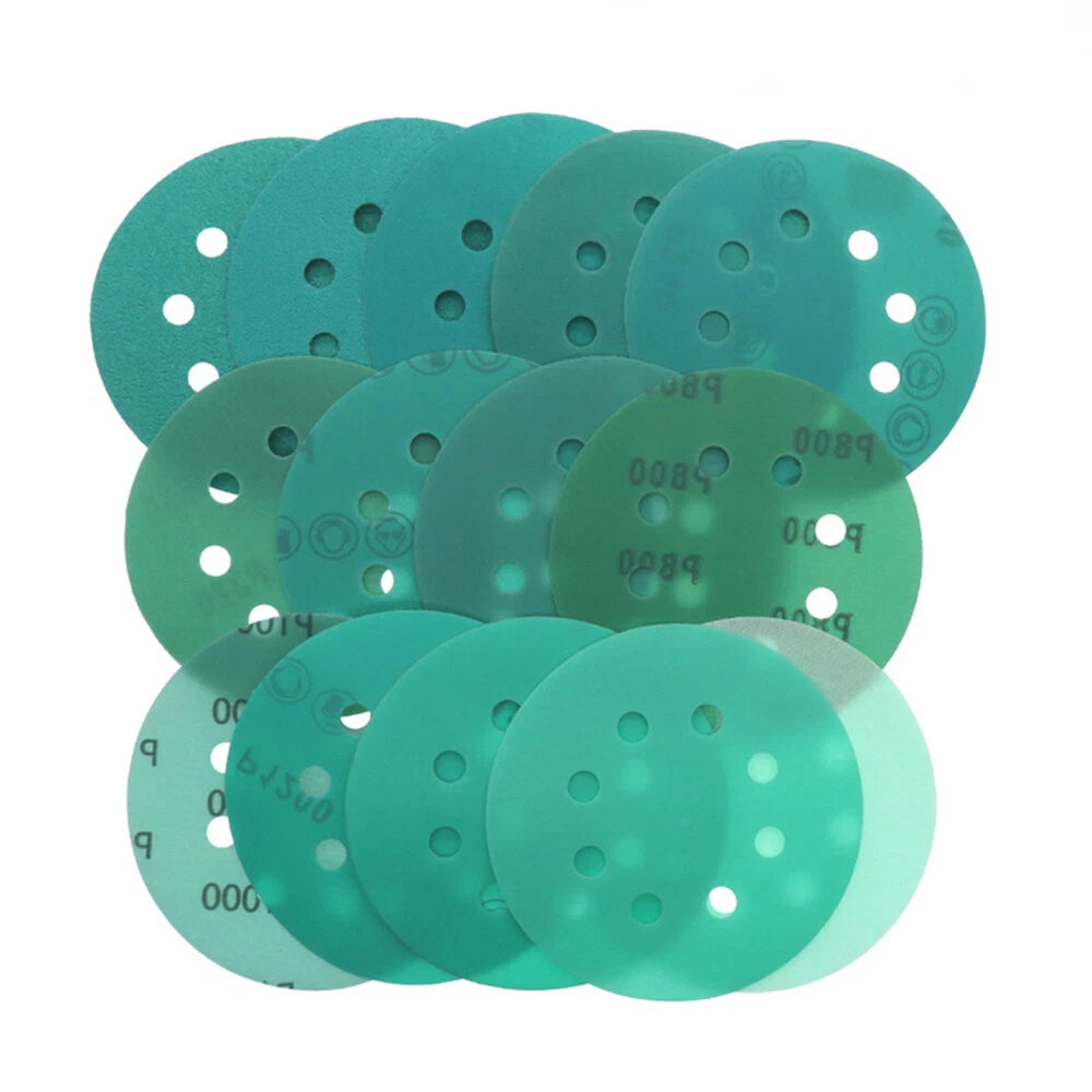 125mm Wet and Dry Sanding Disc 5'' Hook Loop 8 Hole Sandpaper Pad Orbital Sander