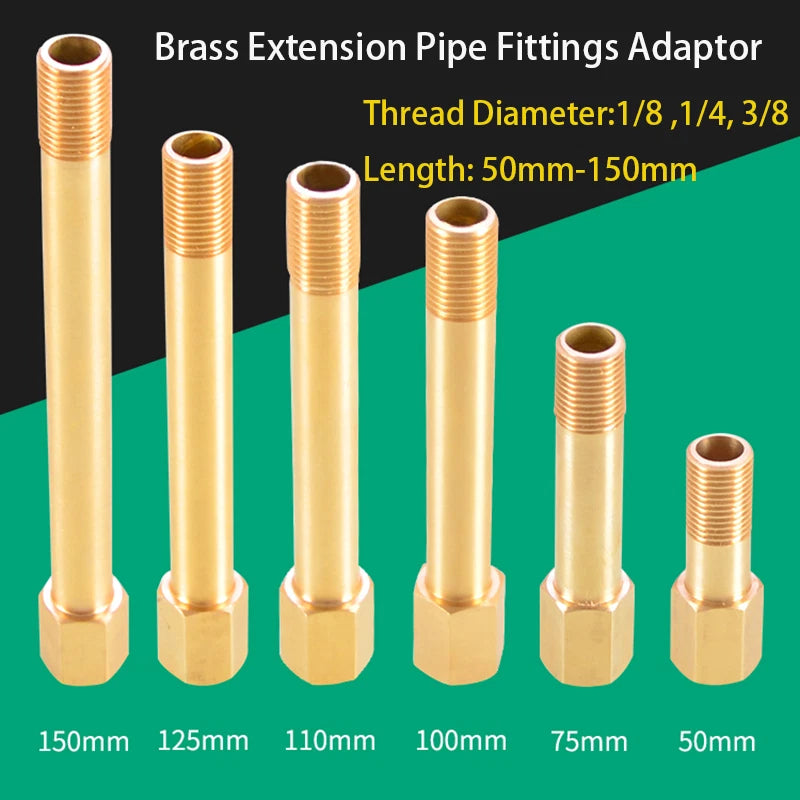 Brass BSP Extension Pipe Nipple Adaptor — Male to Female 1/8" 1/4" 3/8", 50–150mm