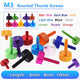 M3 Aluminum Knurled Thumb Screws | 10 Colors | 6mm 8mm 10mm | Hand Tighten Grip Knob Bolts