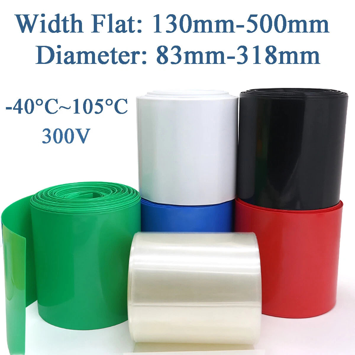 PVC Heat Shrink Tubing for Battery Packs — Flat Width 130mm to 500mm