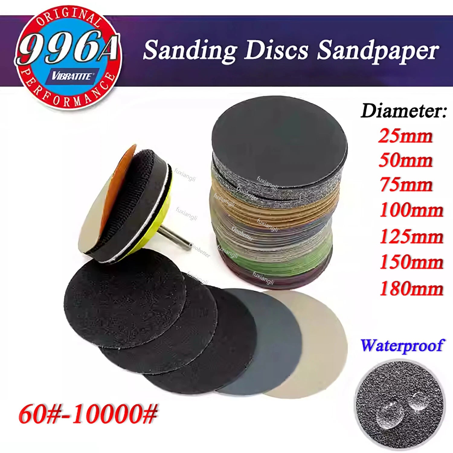 25mm-180mm Dry/Wet Sanding Discs Hook & Loop Abrasive Sandpaper Pads All Grit