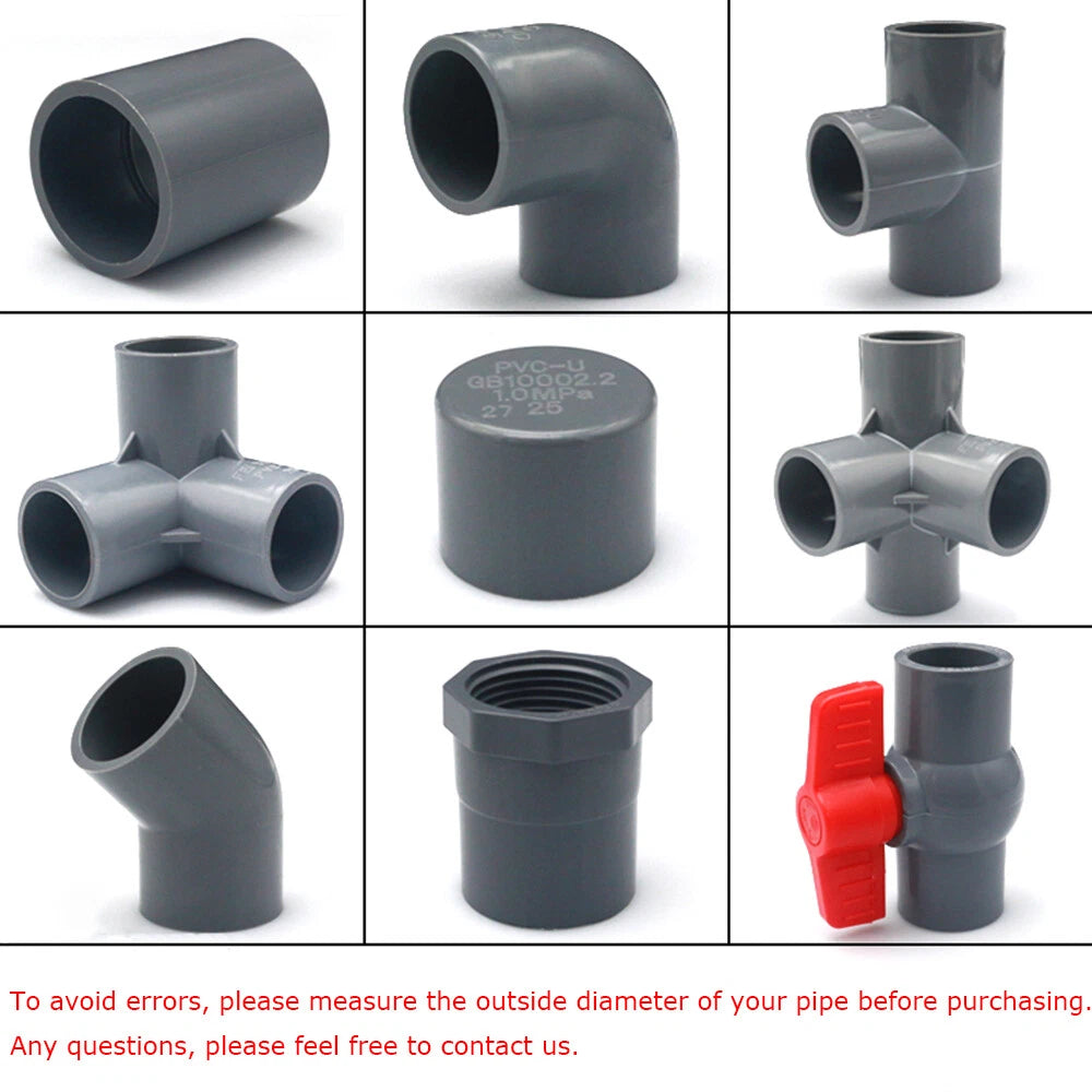 Various Grey PVC Water Supply Pipe Fittings Socket, Elbow, Tee, Ball Valve...
