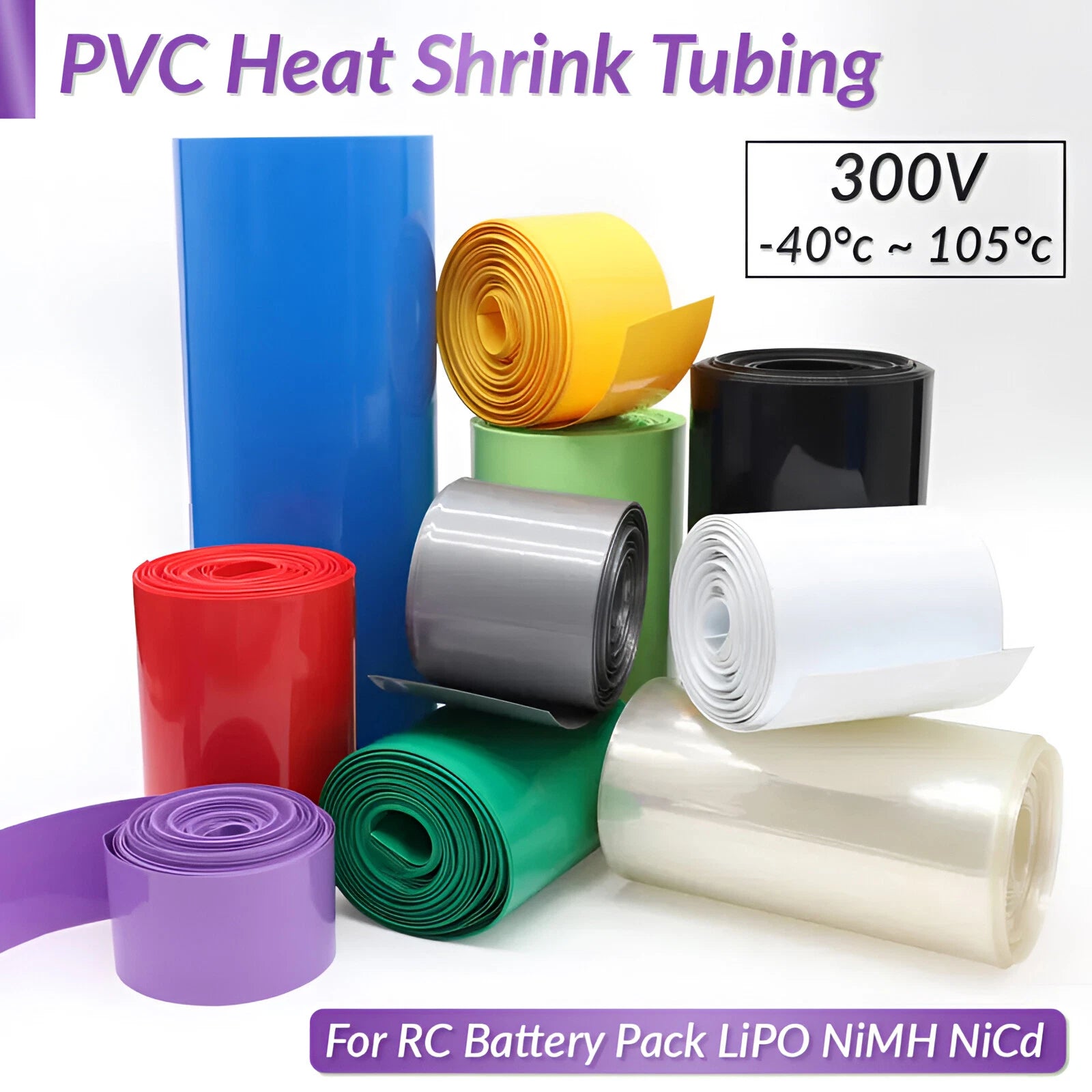 1M PVC Heat Shrink Tubing for RC Battery Pack — LiPo, NiMH, NiCd