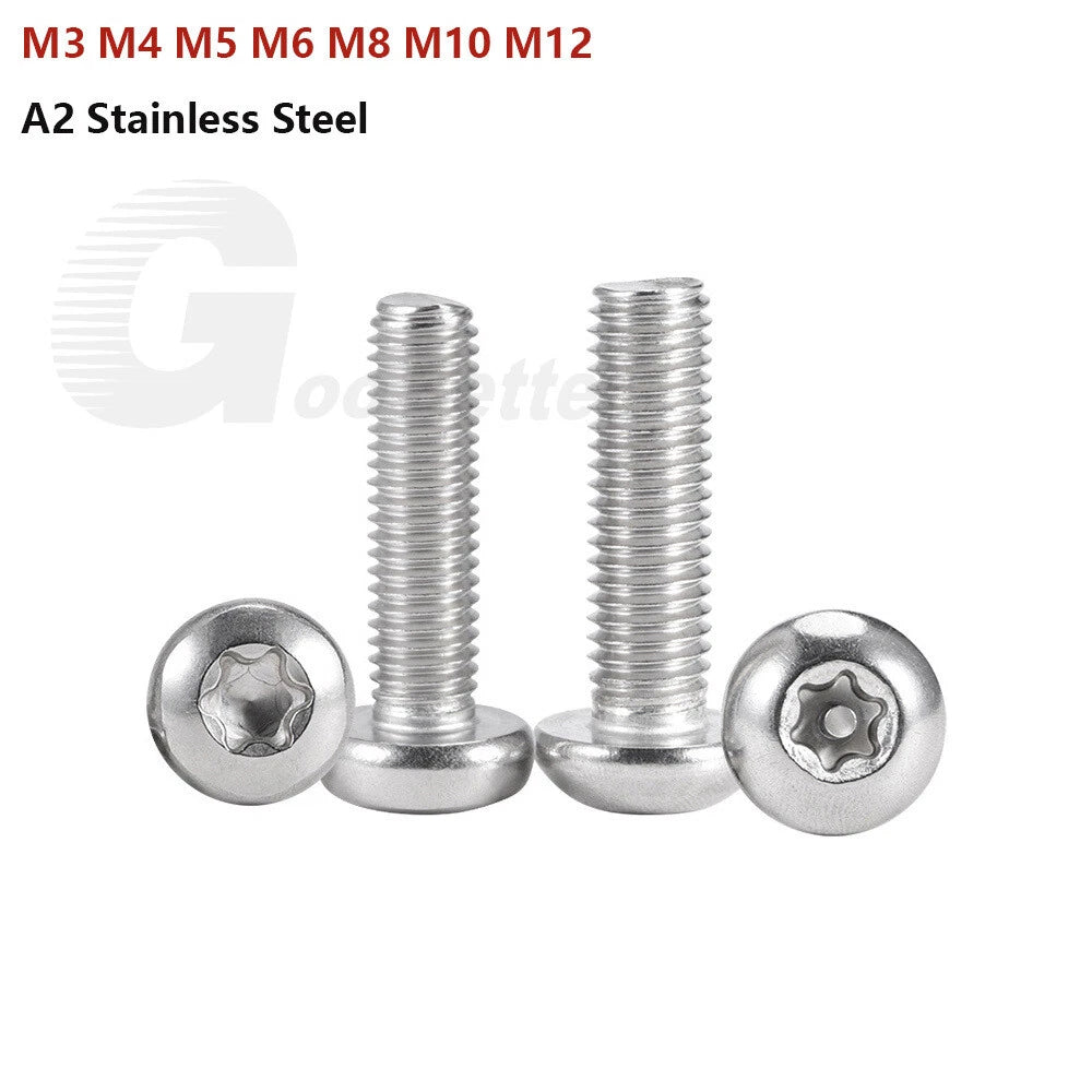 M3–M12 Torx Button Head Screws – A2 Stainless Steel, Star Drive, Fully Threaded (4–110mm Lengths)