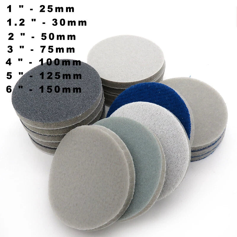 Sponge Abrasive Sanding Disc Sandpaper Hook Loop Polishing Pads 300 - 3000 Grit