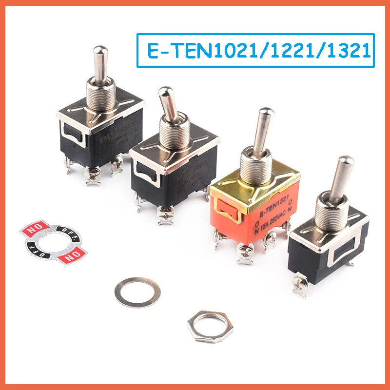 Heavy Duty Toggle Switch 250V ON/OFF — E-TEN Series (2/3/4/6 Pin, Momentary, Waterproof Cover)