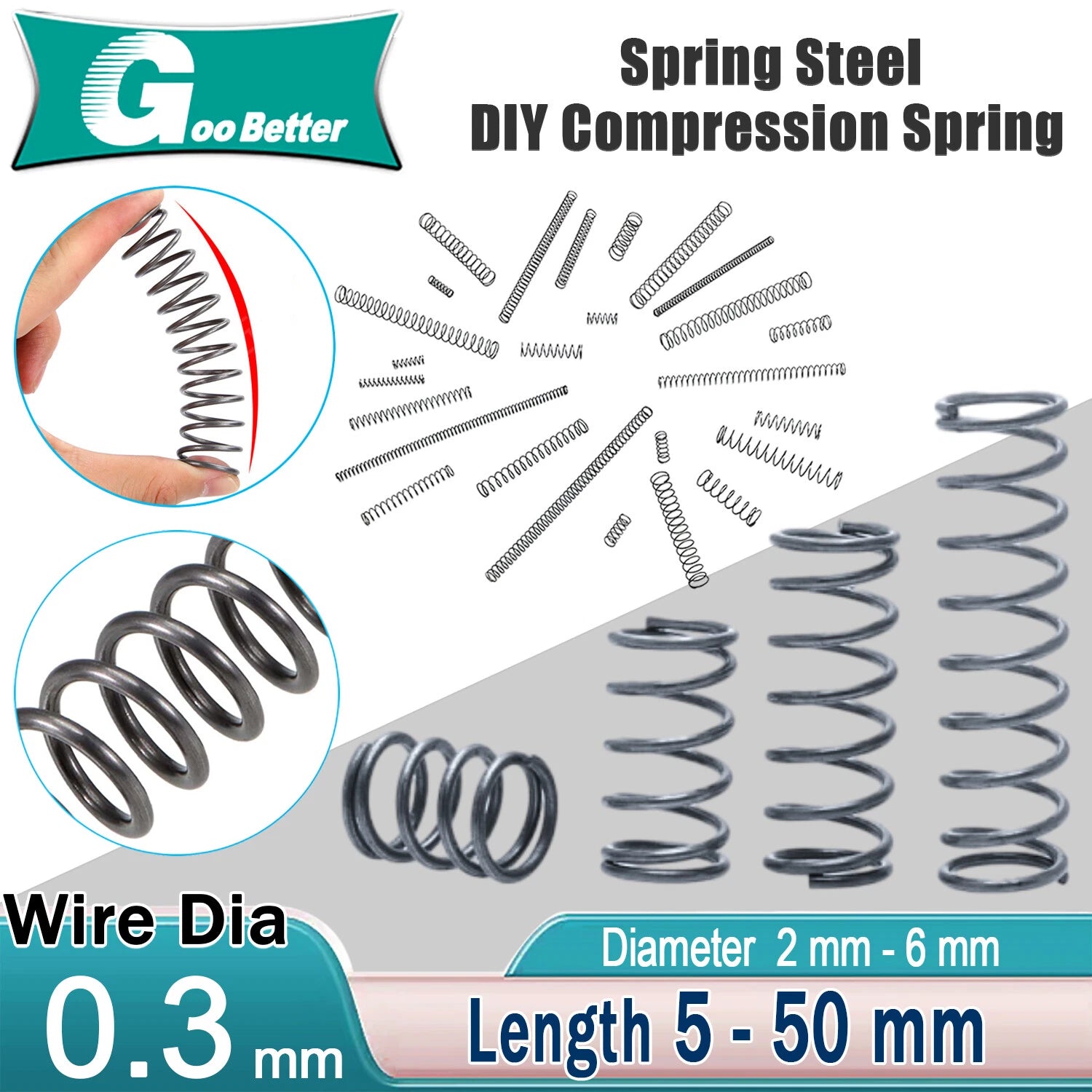 Compression Spring Steel 0.3mm Wire Dia 2mm - 6mm OD Small Pressure Springs