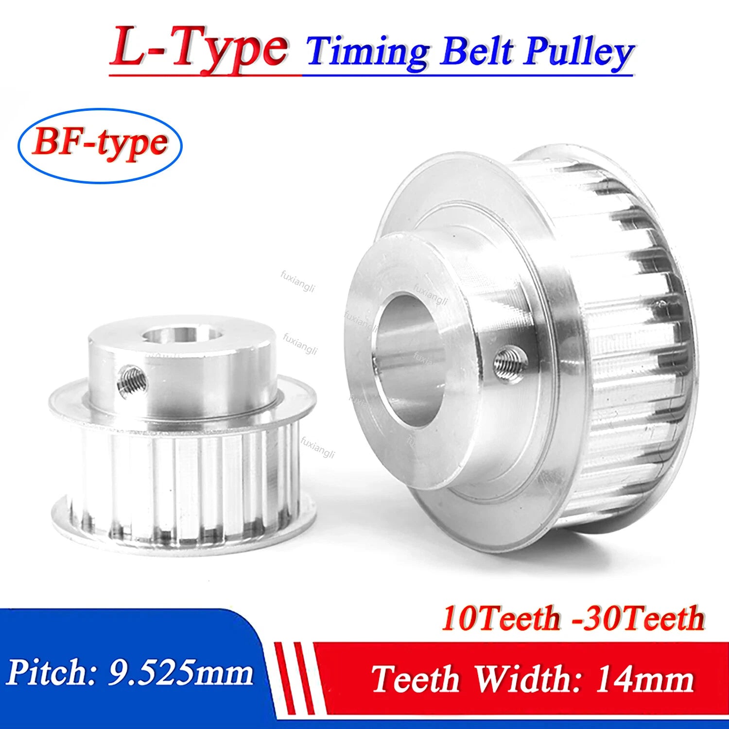 L-Type Timing Belt Pulley 10T-30T Pitch 9.525mm BF-type Drive Pulleys Width 14mm
