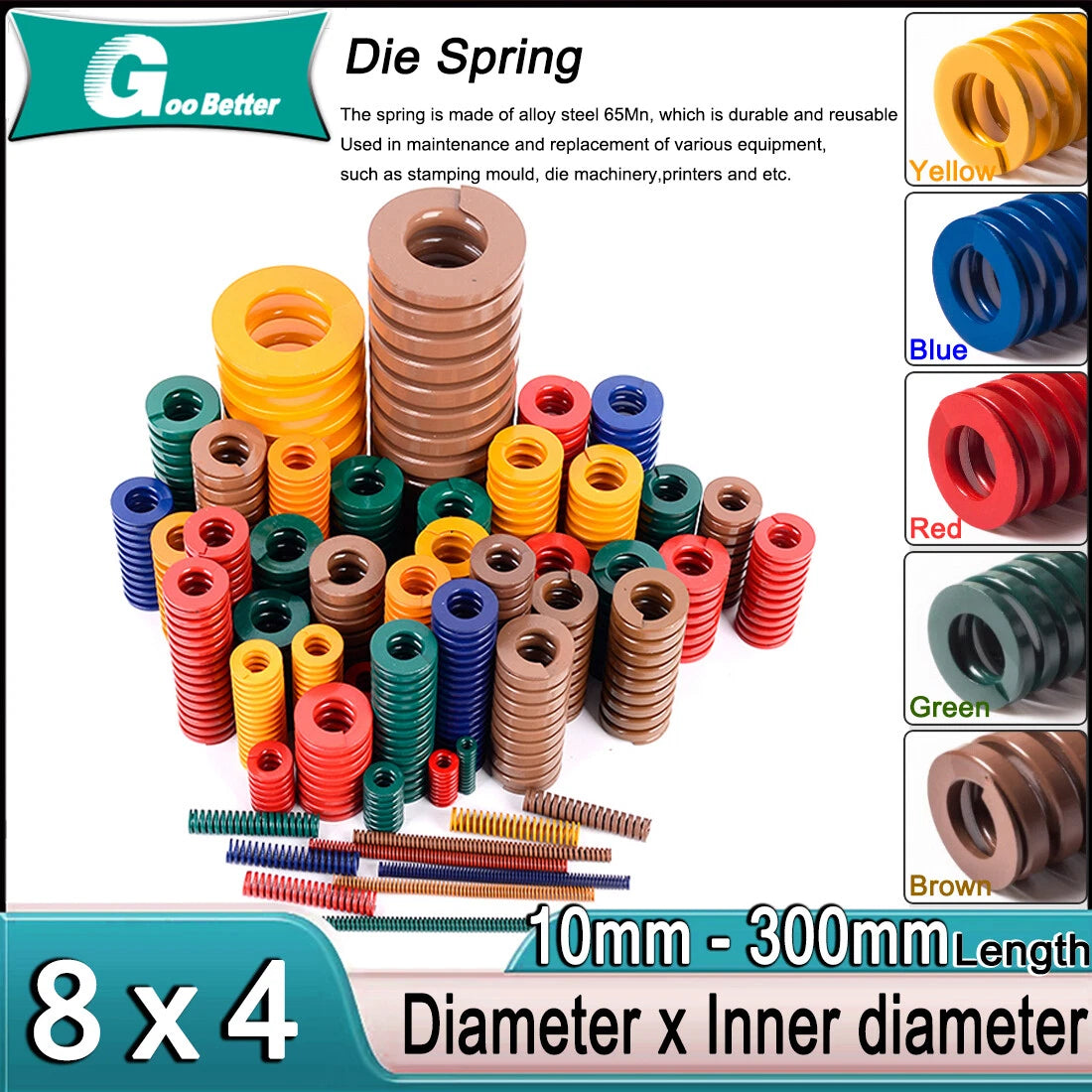 Compression Die Spring, OD 8mm & ID 4mm Light/Medium/Heavy Mold Mould Springs
