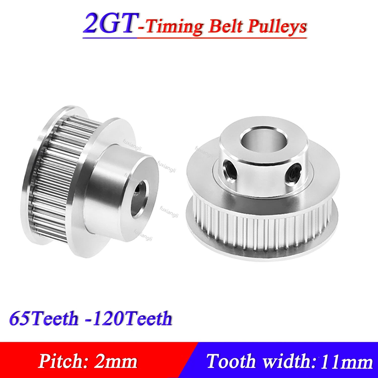 2GT 65-120T Timing Belt Pulley Pitch 2mm With Step Width 11mm For 3D CNC Printer