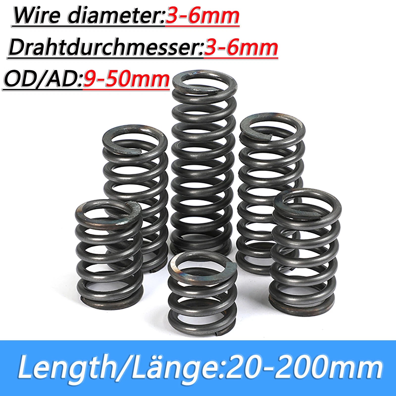 Springs Compression springs Extension spring Blank Wire diameter 3mm 6mm
