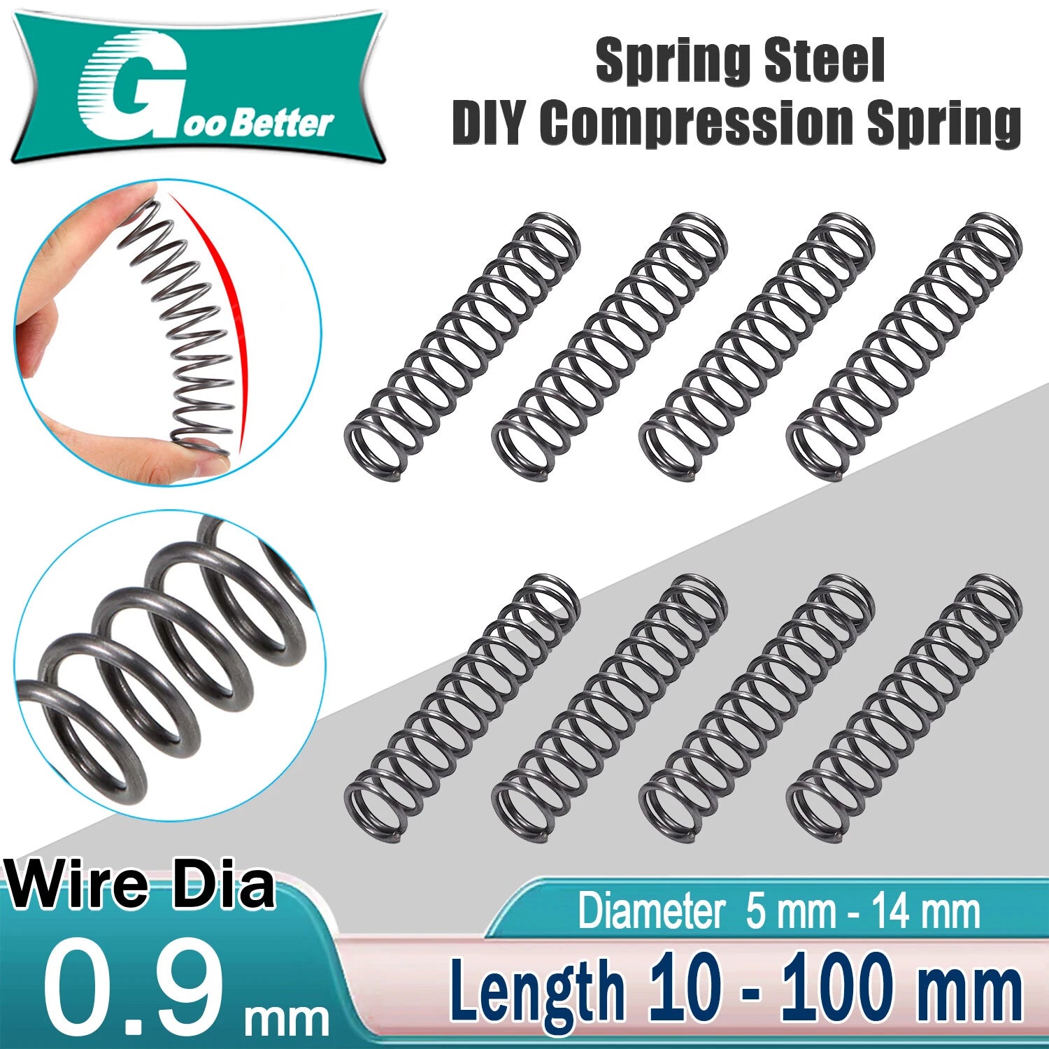 Spring Steel 0.9mm Wire Diameter Mini Compression Spring DIY Replacement Springs