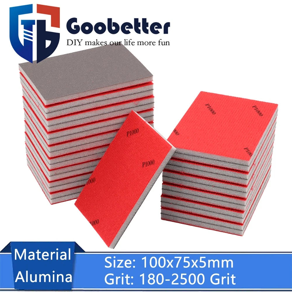 Square Sponge Sandpaper Sheets — P180 to P2500 Grit Wet & Dry Flexible Foam Abrasive 100x75x5mm