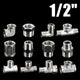 1/2" BSP Stainless Steel Pipe Fittings — Male/Female Adaptors, Tees & Couplings (A2)