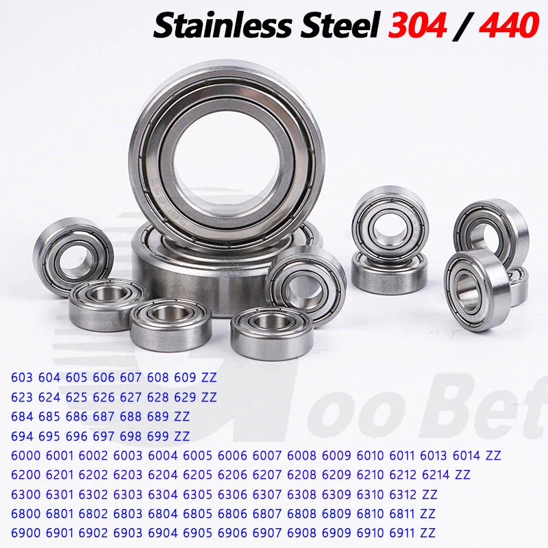 Stainless Steel 440 304 Deep Groove Ball Bearings 603ZZ - 6911ZZ Bore 3mm - 70mm