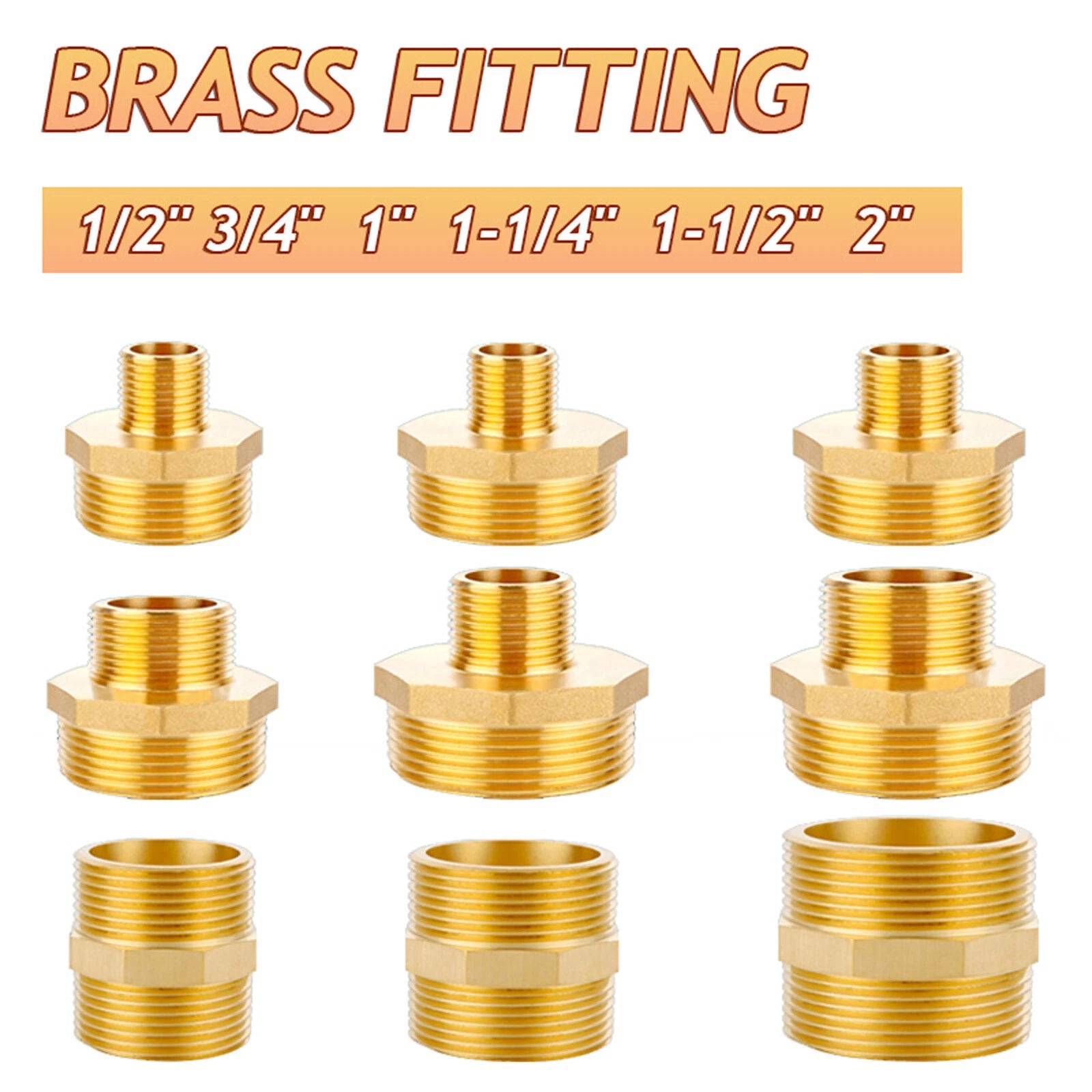 Brass BSP Male Hex Nipple Pipe Fitting — Equal & Reducing Threaded Connector