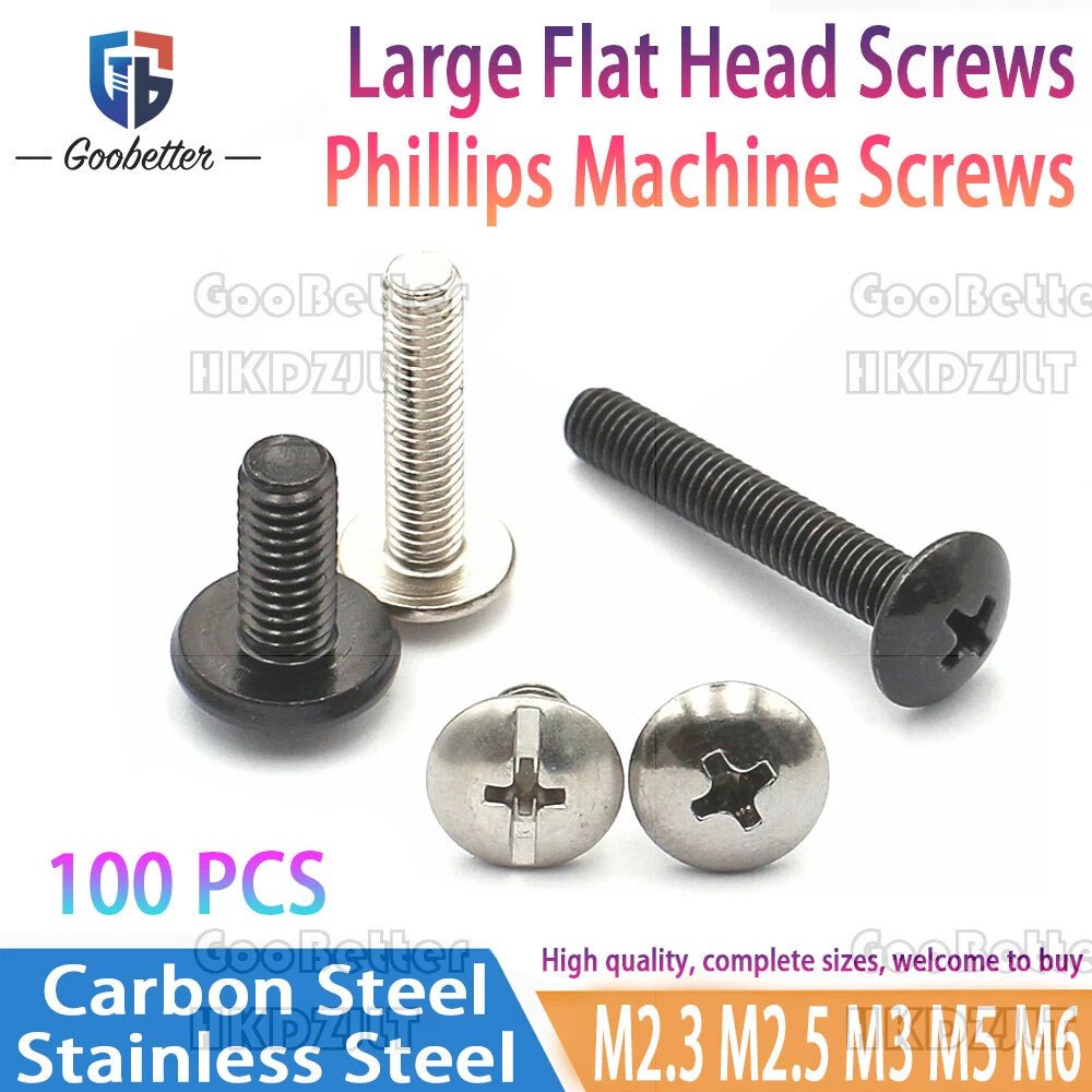 Phillips Flat Head Machine Screws M2.3 to M6 — Carbon Steel, Stainless & Brass, 7 Finishes - HomeDIYer