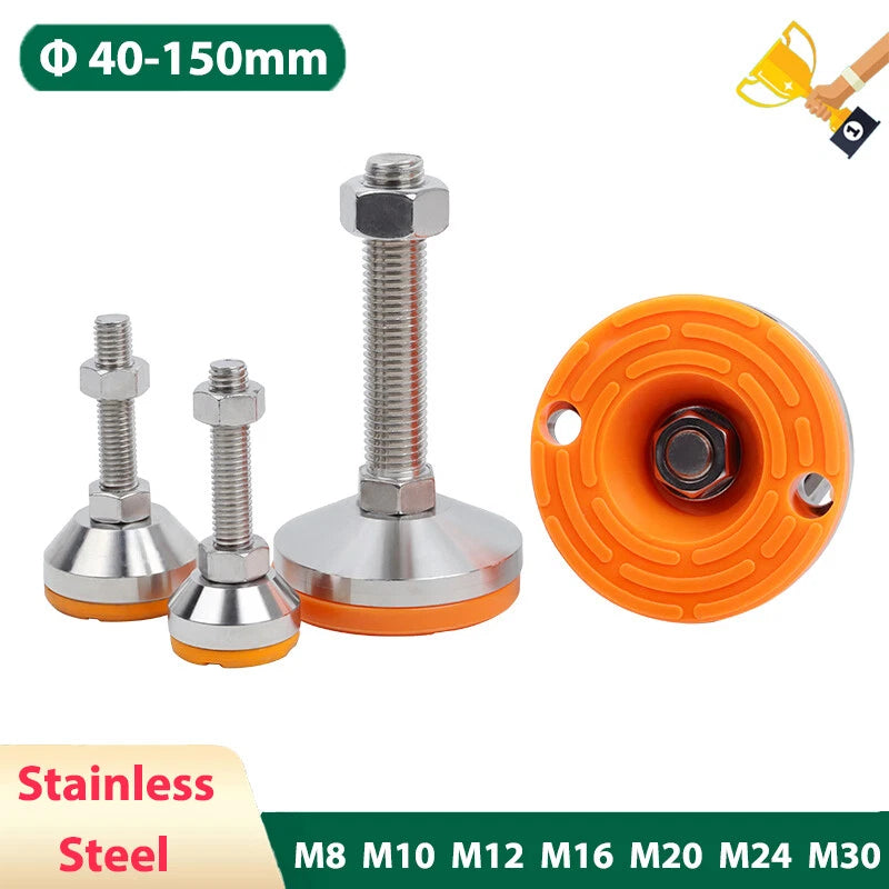 Anti‑Slip Heavy Levelling Machine Feet – Stainless Steel, Adjustable Height M8–M30 (30–200mm Lengths)