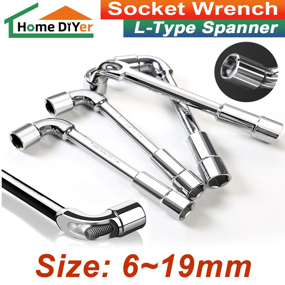 Metric L-Shaped Angled Open Hex Spanners Double Ended Socket Wrench 8mm To 22mm