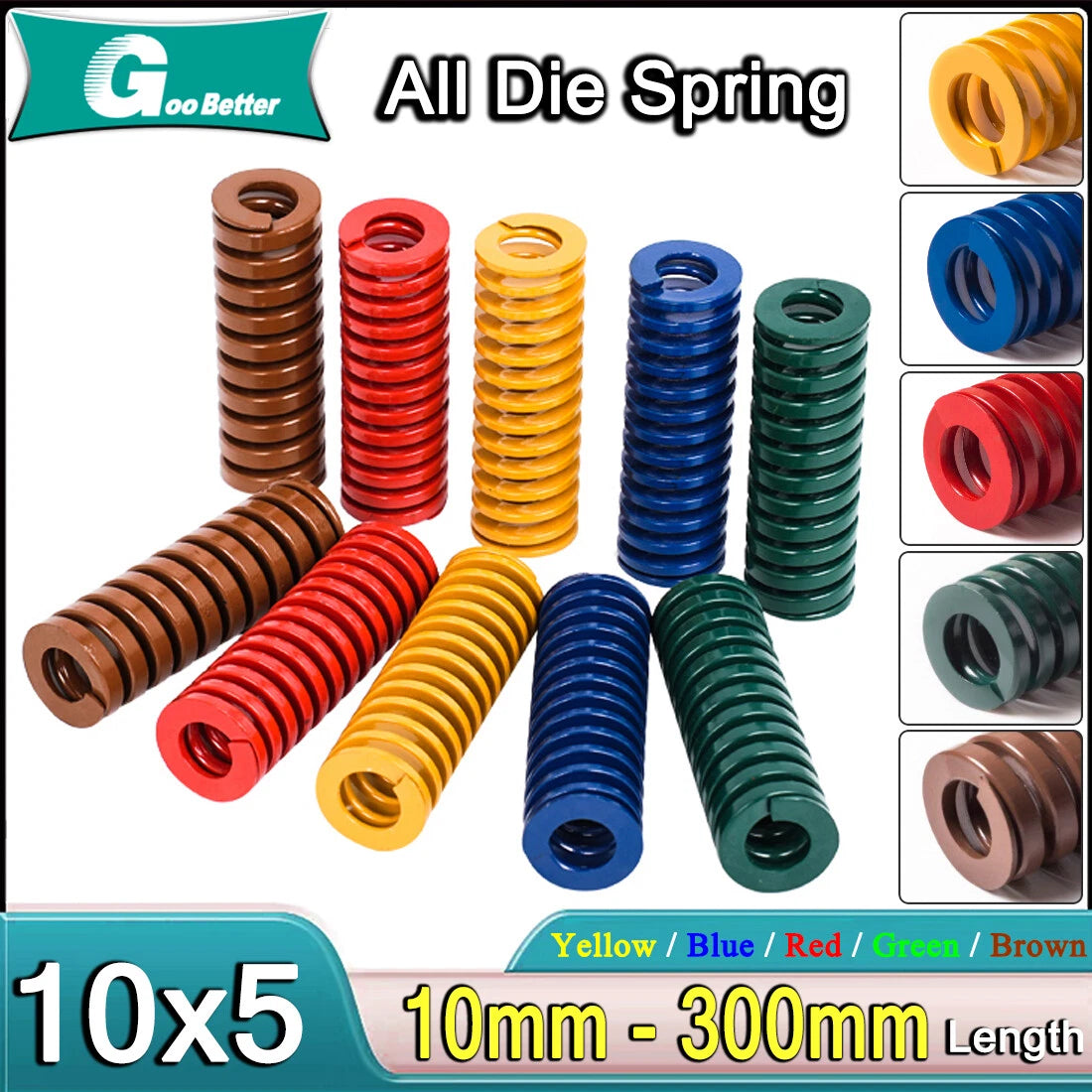 Compression Die Spring, OD 10mm & ID 5mm Light/Medium/Heavy Mold Mould Springs