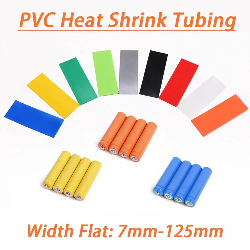 PVC Heat Shrink Tubing for RC Battery Packs — 7mm to 125mm Wide, Multiple Colors - HomeDIYer