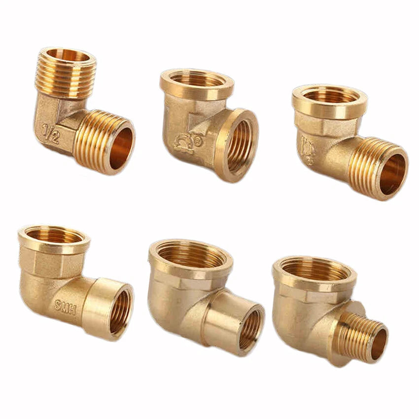 BSP Brass Elbow Fitting — 1/2", 3/4" & 1" Male/Female Thread Pipe Connector Adapter