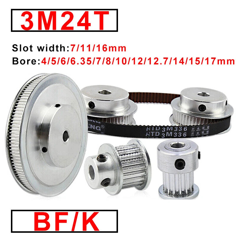 3M-24T Synchronous Wheel Timing Belt Pulley With Step For 10mm/15mm Width Belt