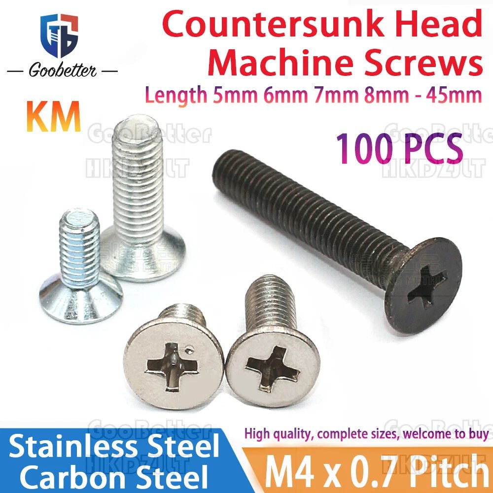 M4 Phillips Flat Head Countersunk Machine Screws — 5 to 45mm, Carbon Steel & Stainless, 9 Finishes - HomeDIYer