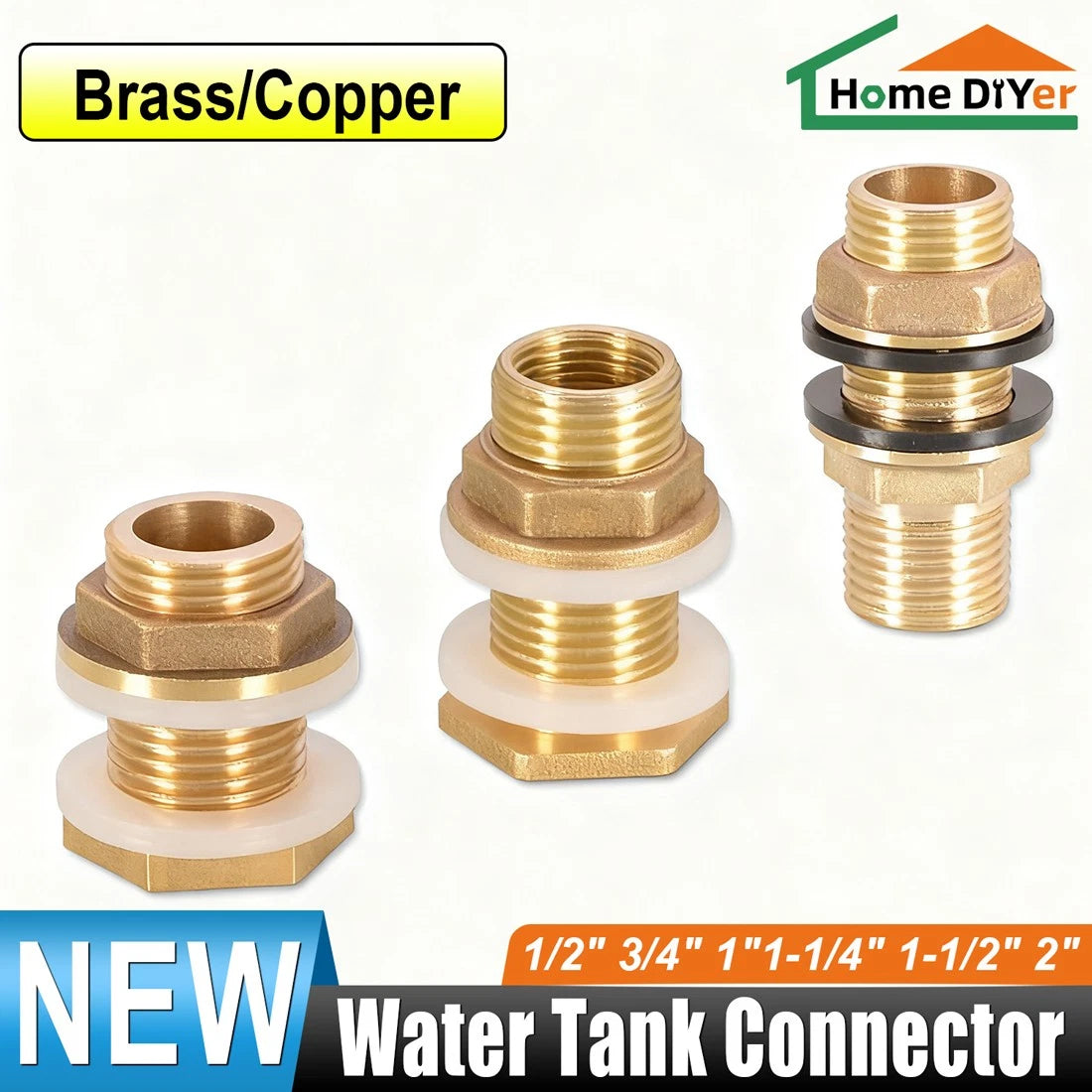 BSP Female Male Thread Water Tank Connector Bulkhead Hose Fitting 1/2" 3/4" ~ 2"