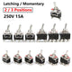 Toggle Switch ON-OFF-ON, 2/3 Pin 2/3 Positions, Latching & Momentary, Screw or Pin Terminal