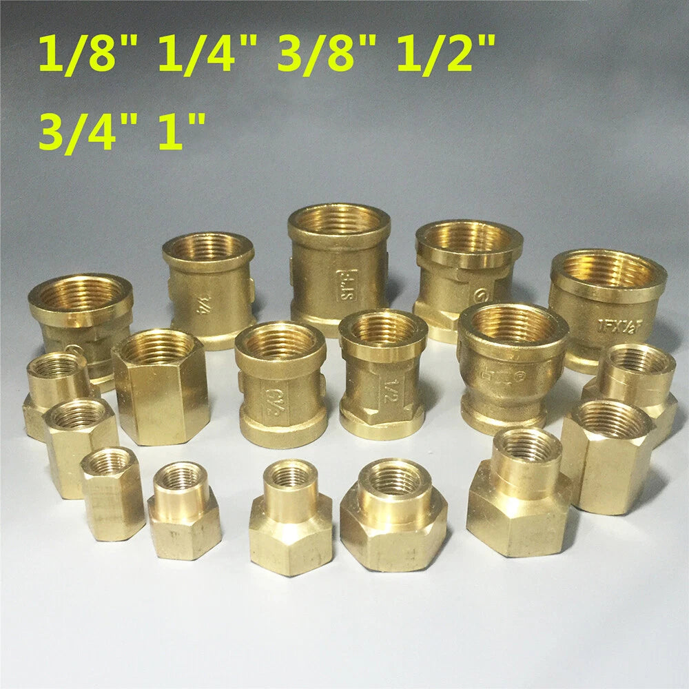 Female Thread Brass Coupling Adapter — Straight & Reducer Pipe Fittings