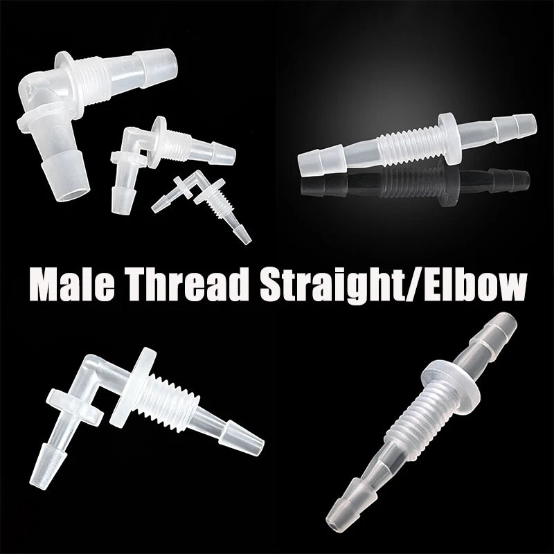 Male Thread Straight Elbow Plastic Hose Barbed Hose Bulkhead Union Connector