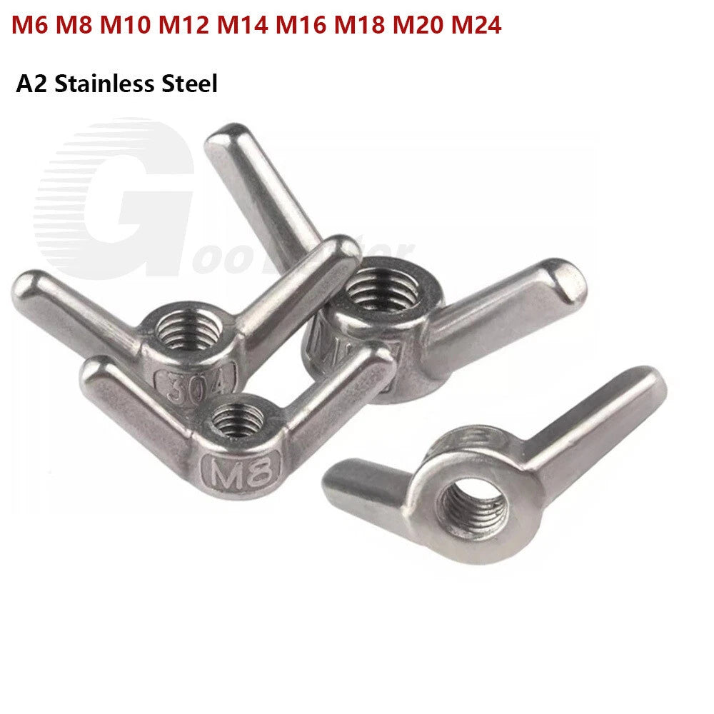 Wing Nuts A2 Stainless Steel Metric Thread To Fit Screws And Bolts M6 M8 - M24