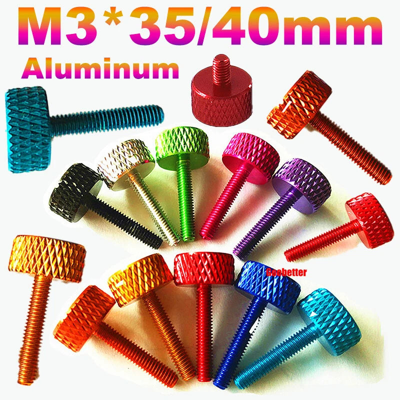 M3*35/40mm Knurled Thumb Screws Aluminum Alloy DIY Hand Tighten Grip Knob Bolts