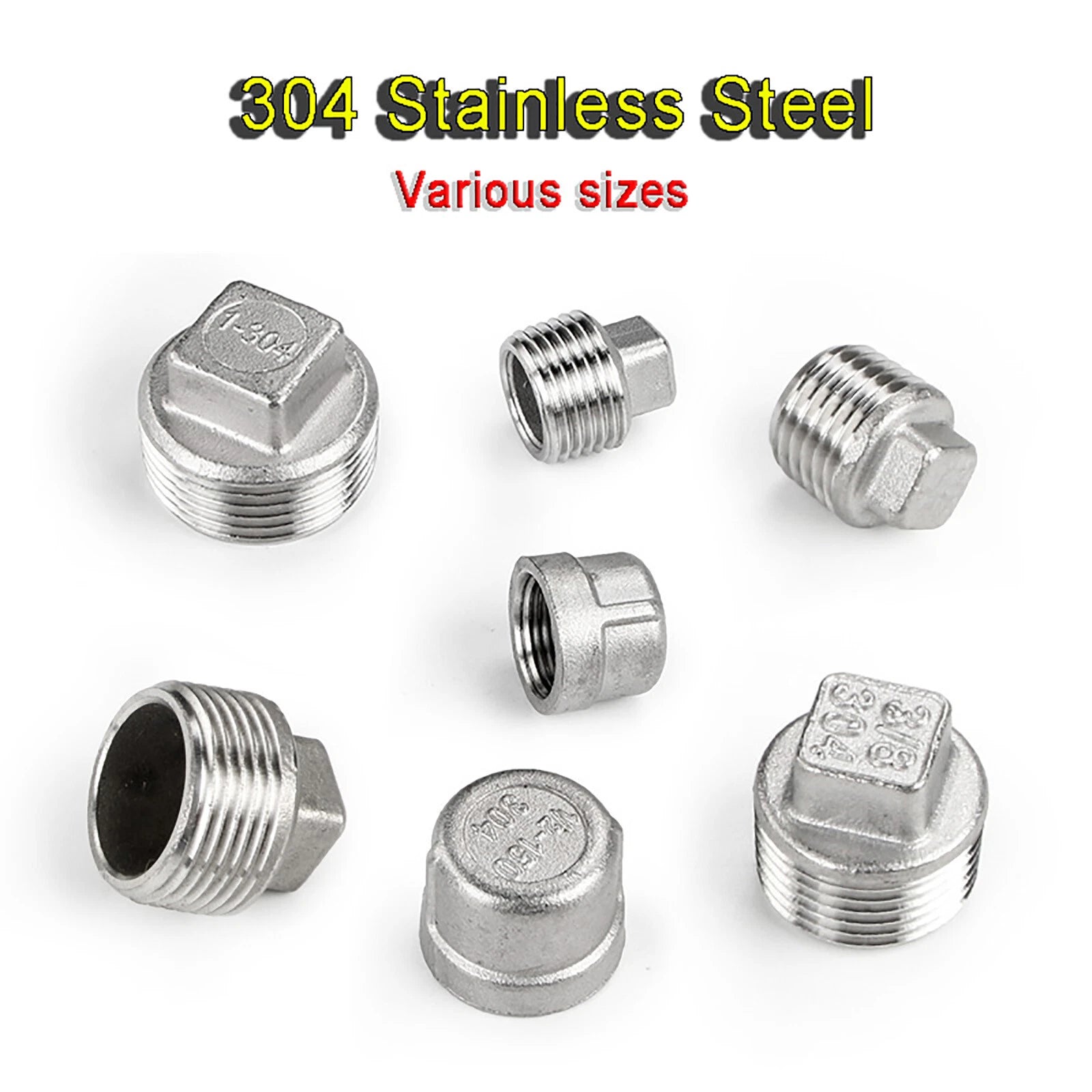 304 Stainless Steel BSP Female End Cap & Hollow Plug Pipe Fittings | 1/8" to 2"