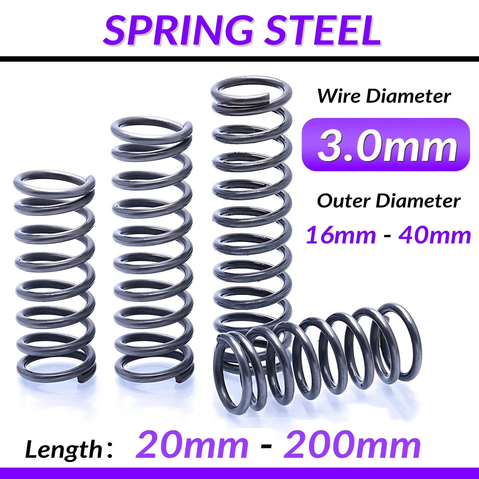 Wire Dia 0.3mm OD 16mm-40mm Small Springs Compression Spring Steel Coil Springs