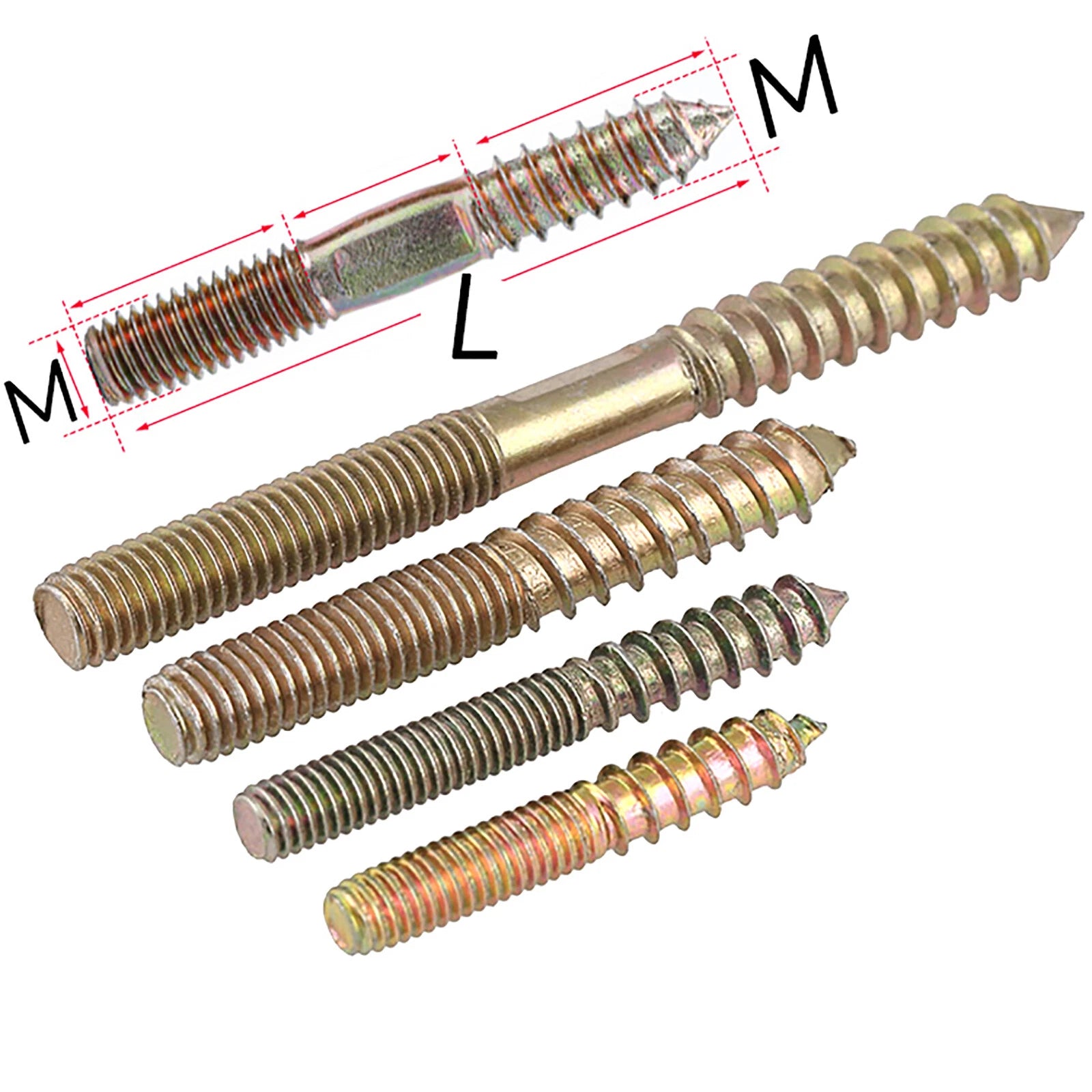 M6 M8 M10 4.8 STEEL WOOD TO METAL DUAL THREAD DOWEL SCREWS HANGER BOLTS