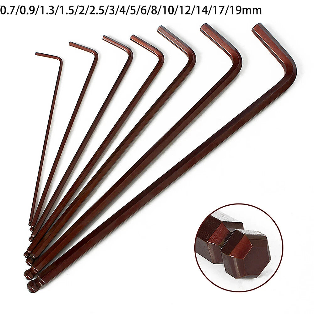 Extra Long Metric Ball Point Hex Key Allen Wrench L-Keys Allan Alan 0.7mm-19mm