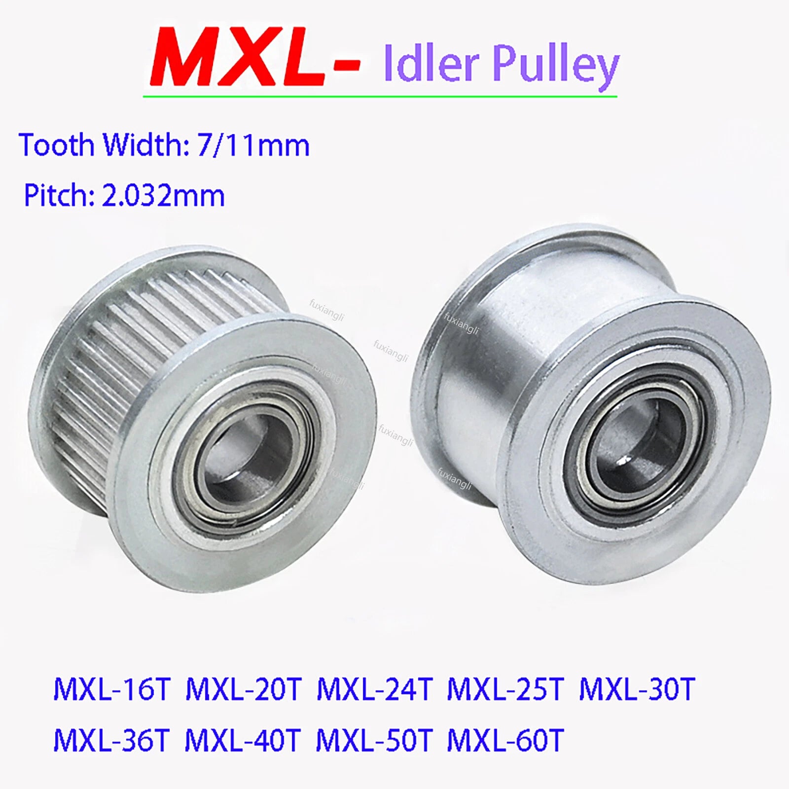 MXL Timing Belt Drive Tensioner Pulley Smooth Tooth/Toothed Idler Width 7/11mm