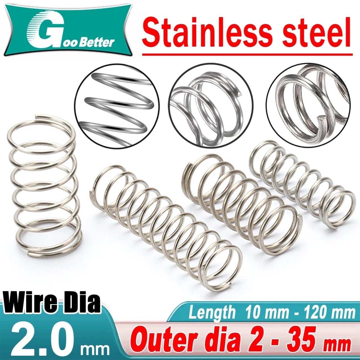 Compression Spring Various Size 22 - 35mm Diameter & 10 - 120mm Length Pressure Smal - HomeDIYer