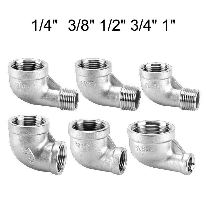 Stainless Steel BSP Reducer 90° Elbow Fittings — 1/8" to 1" Male & Female